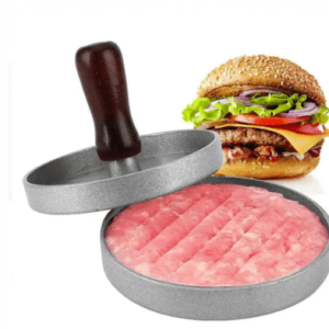 Deliciosas hamburguesas con el molde prensa para hamburguesas