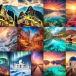 Collage de los 10 destinos de viaje más asombrosos del planeta.