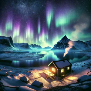 Vista panorámica de la Aurora Boreal en Noruega. Otro de los Sitios turísticos más impresionantes.